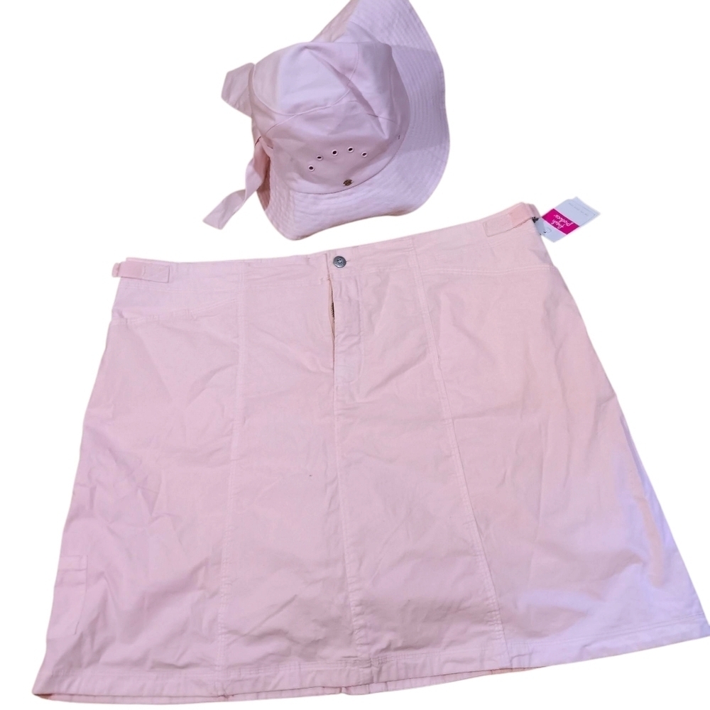 NWT Pink Denim Skort + Matching Sun Hat Size XL